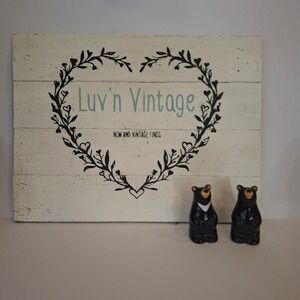Big Sky Carvers Bearfoots Black Bear Salt and Pepper Shaker Set